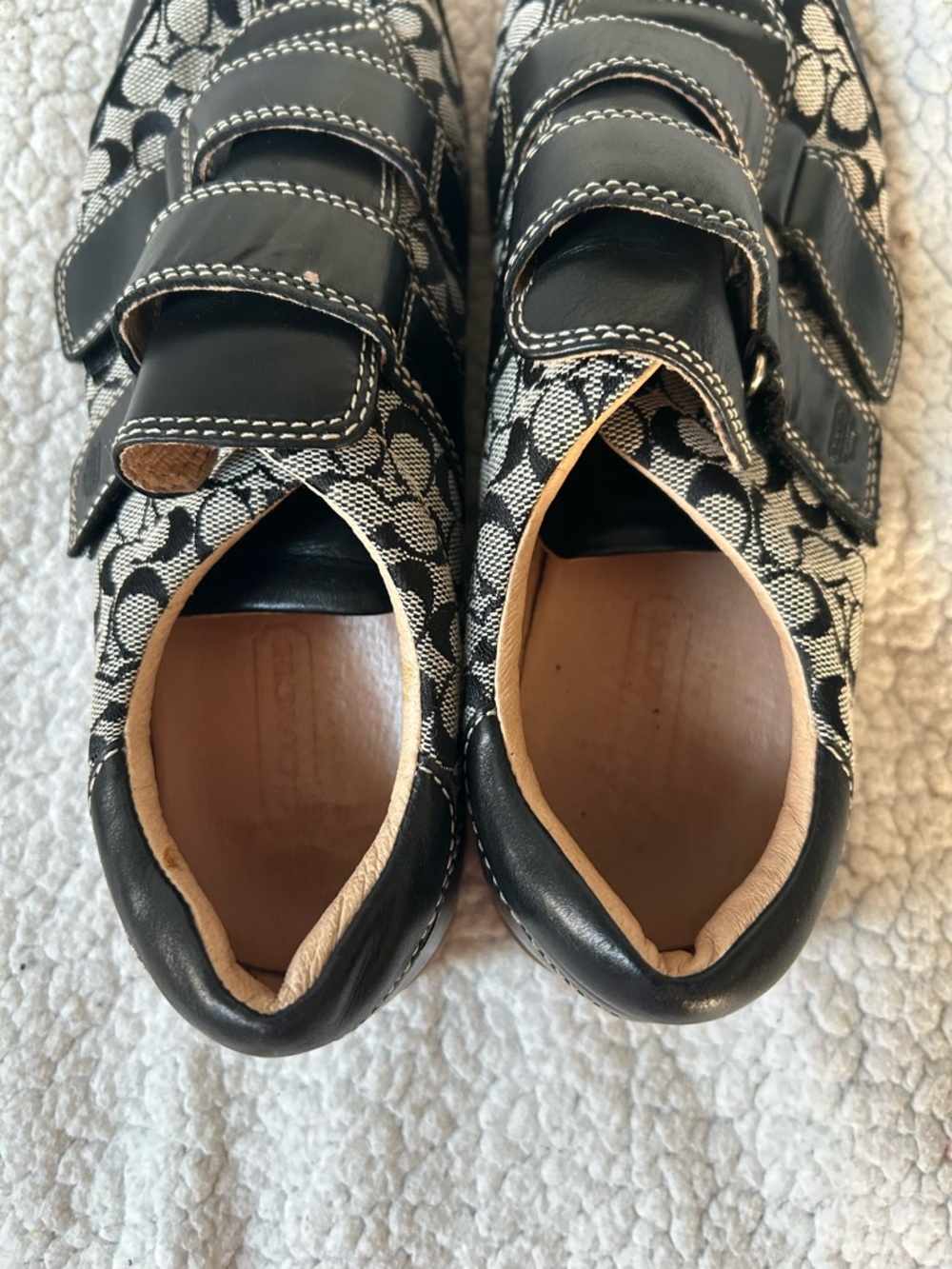 Coach Black and Cream C-Print Velcro Sneakers - Picture 6 of 6